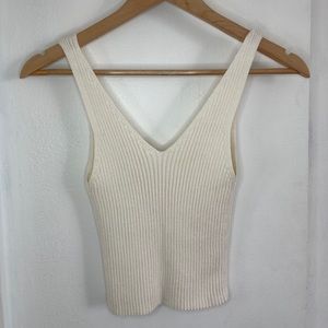 Woven cream crop top